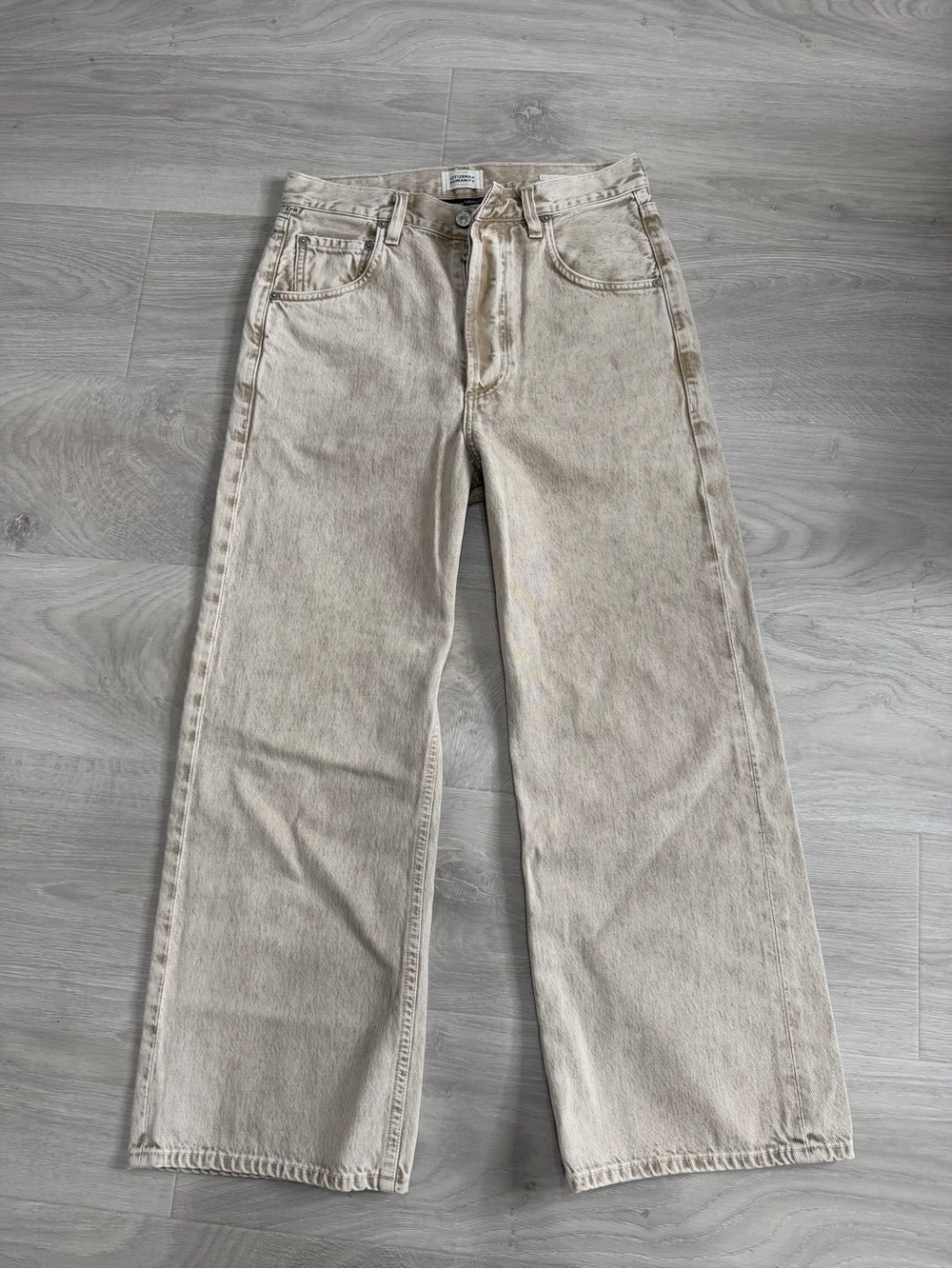 Citizens Of Humanity Beige Relaxed Straight-Leg Jeans